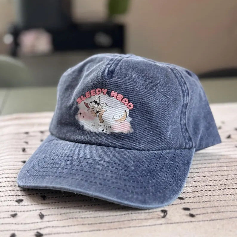 Furry Cap „Sleepy Head til dead“ Relaxed Vintage Cap